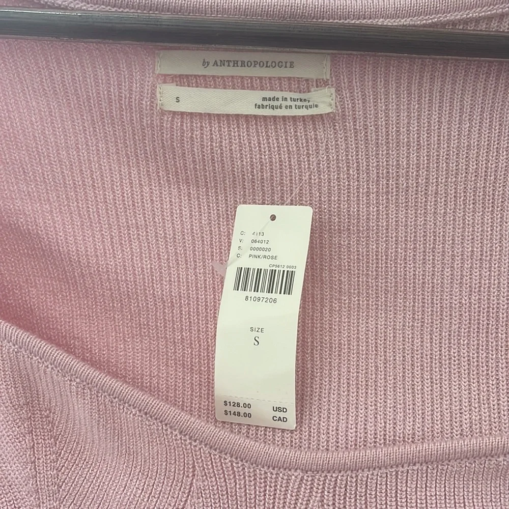 NWT Anthropologie Gayla Pink Lace Puff Sleeve Bodice Knit Sweater